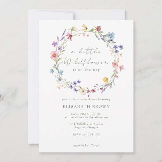 Een kleine Wildflower Waterverf Meisje Baby shower Kaart (Voorkant)