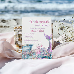 "Een kleine zeemeermin is onderweg" Baby shower Kaart