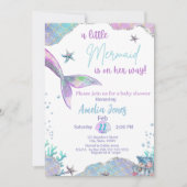 Een kleine zeemeermin is op weg naar het Baby show Kaart (Voorkant)