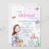 Een kleine zeemeermin meisje Baby shower feest Kaart (Voorkant)