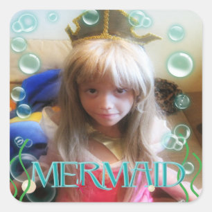 Een kleine zeemeermin onder de zee FOTO Feestje Vierkante Sticker