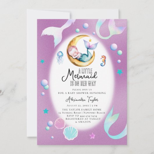 Een kleine zeemeermin op weg naar Zee meisje Baby  Kaart (Voorkant)