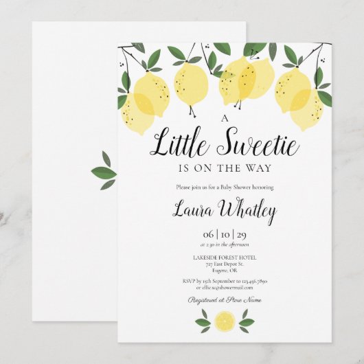 Een Kleine Zoete Citroen Baby Shower Kaart (Voorkant / Achterkant)