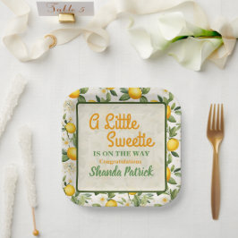 Een Kleine Zoete Citroen Thema Baby Shower Papieren Bordje