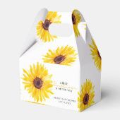 Een kleine zonnebloem is onderweg. bedankdoosjes (Achterkant)