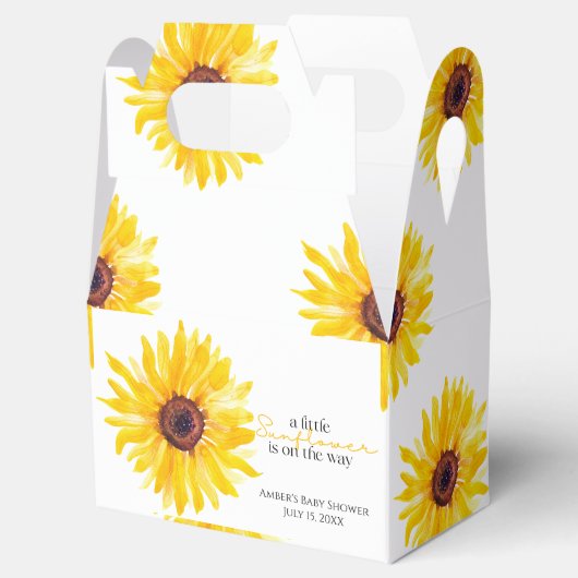 Een kleine zonnebloem is onderweg. bedankdoosjes (Geopend)