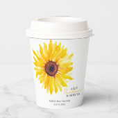 Een kleine zonnebloem is onderweg. papieren bekers (Achterkant)