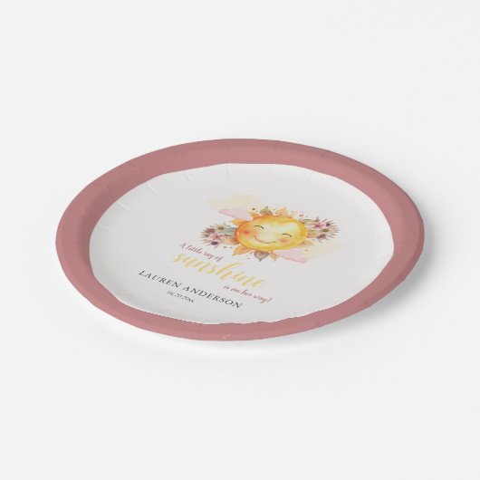 Een kleine zonnestraal is onderweg naar Boho Girl. Papieren Bordje (Gekanteld)