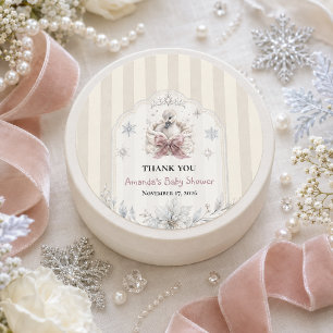 Een Kleine Zwaan Winter Prinses Baby Shower Ronde Sticker