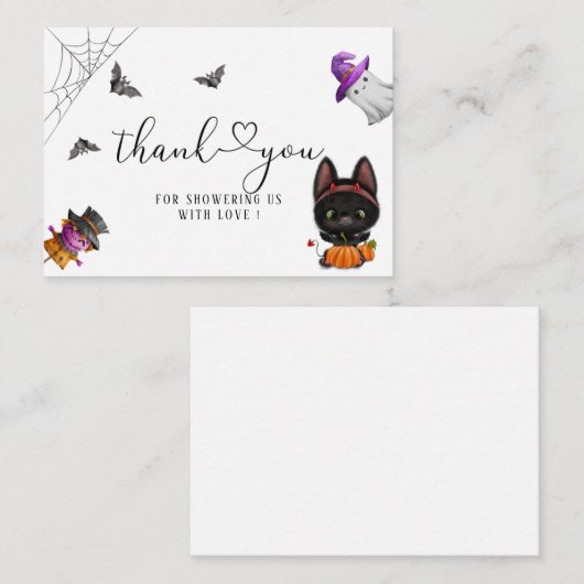 Een kleine zwarte kat uit Boo Halloween Notitiekaartje (Voorkant / Achterkant)