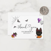 Een kleine zwarte kat uit Boo Halloween Notitiekaartje (Voorkant / Achterkant in situ)