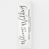 Een kleine zwarte tekst op wit welkom spandoek (Verticaal)