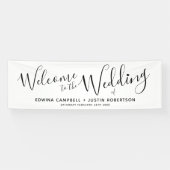 Een kleine zwarte tekst op wit welkom spandoek (Horizontaal)