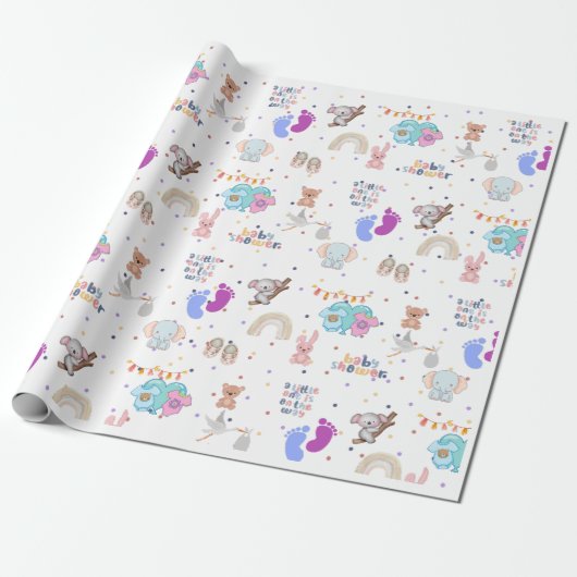 Een kleintje is onderweg, Baby shower inpakken Cadeaupapier (Uitgerold)