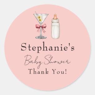 Een kleintje is onderweg Pink Martini Baby Shower Ronde Sticker