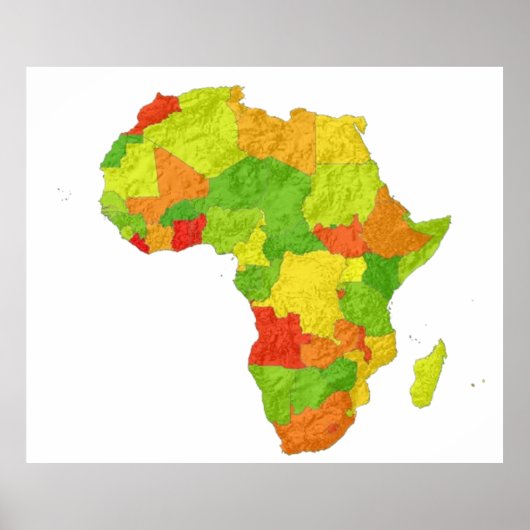 een kleur gecodeerde kaart van Afrika met zijn lan Poster (Voorkant)