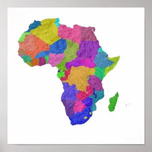 Een kleurcodemap van Afrika met zijn landen Poster