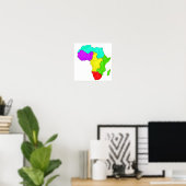 Een kleurcodemap van Afrika met zijn regio's Poster (Thuiskantoor)