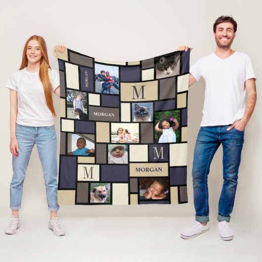 Een kleurenblok Kustkalm Moderne Chic 10 Foto Fleece Deken (In situ)