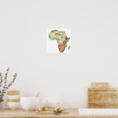 Een kleurgecodeerde kaart van Afrika met zijn land Poster (Keuken)
