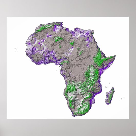 Een kleurgecodeerde kaart van Afrika met zijn land Poster (Voorkant)