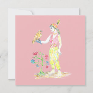 Een kleurpotloodtekening van een vrouw