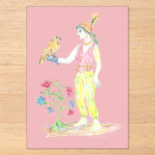 Een kleurpotloodtekening van een vrouw acryl uitnodigingen