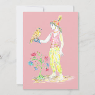 Een kleurpotloodtekening van een vrouw kaart