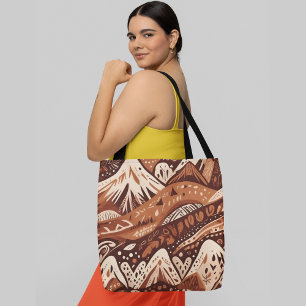 Een kleurrijk abstract berglandschap tote bag