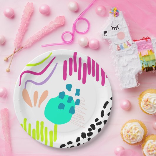 Een kleurrijk abstract patroon. papieren bordje (Feest)