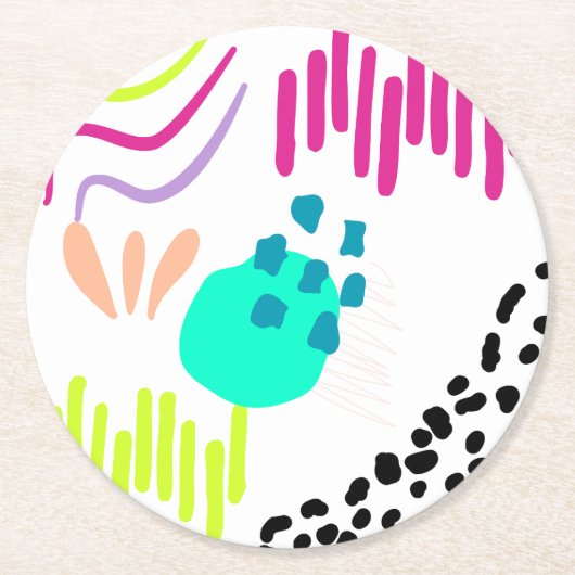 Een kleurrijk Abstract patroon. Ronde Kartonnen Onderzetter (Voorkant)
