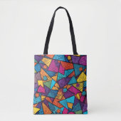 Een kleurrijk abstract patroon samengesteld geomet tote bag (Voorkant)