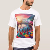 Een kleurrijk afbeelding mensen in een meer met ee t-shirt (Voorkant)