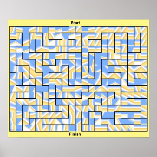 Een kleurrijk blauw en geel doolhof. poster (Voorkant)