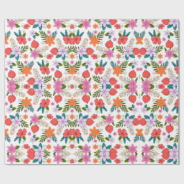 Een kleurrijk bloemmotief cadeaupapier met levendi