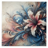 Een kleurrijk bloemontwerp met wervelende patronen tegeltje (Voorkant)