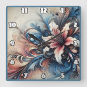 Een kleurrijk bloemontwerp met wervelende patronen vierkante klok (Voorkant)