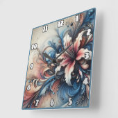 Een kleurrijk bloemontwerp met wervelende patronen vierkante klok (Hoek)