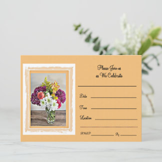 Een kleurrijk boeket op fel Sinaasappel Feestdagenkaart