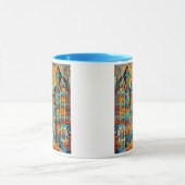 Een kleurrijk dorp met artistieke gebouwen. mok (Midden)