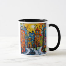 Een kleurrijk dorp met originele vormen.