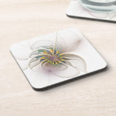 Een kleurrijk fractaal ornament. Abstracte bloem Bier Onderzetter (Linkerzijde)