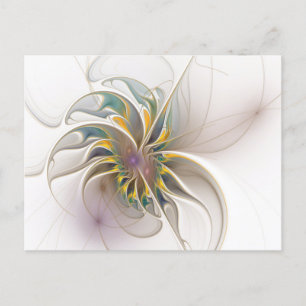 Een kleurrijk fractaal ornament. Abstracte bloem Briefkaart