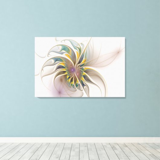 Een kleurrijk fractaal ornament. Abstracte bloem Canvas Afdruk (Insitu (Houten vloer))