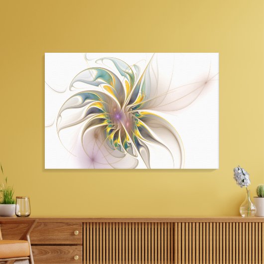 Een kleurrijk fractaal ornament. Abstracte bloem Canvas Afdruk (Insitu (Woonkamer))