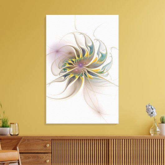 Een kleurrijk fractaal ornament. Abstracte bloem Canvas Afdruk (Insitu (Woonkamer))