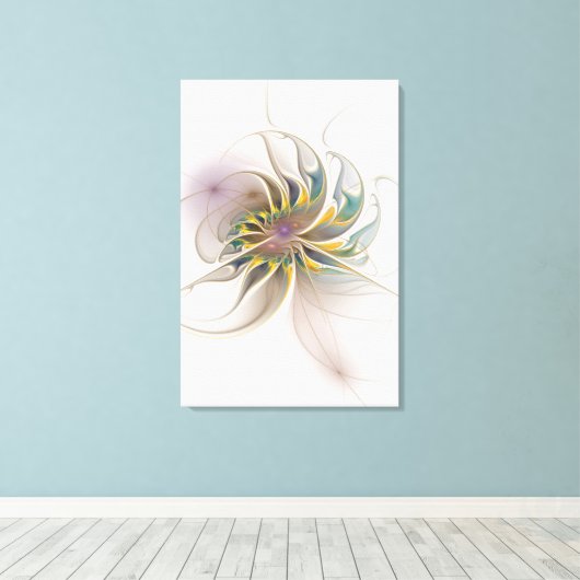 Een kleurrijk fractaal ornament. Abstracte bloem Canvas Afdruk (Insitu (Houten vloer))