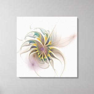 Een kleurrijk fractaal ornament. Abstracte bloem Canvas Afdruk