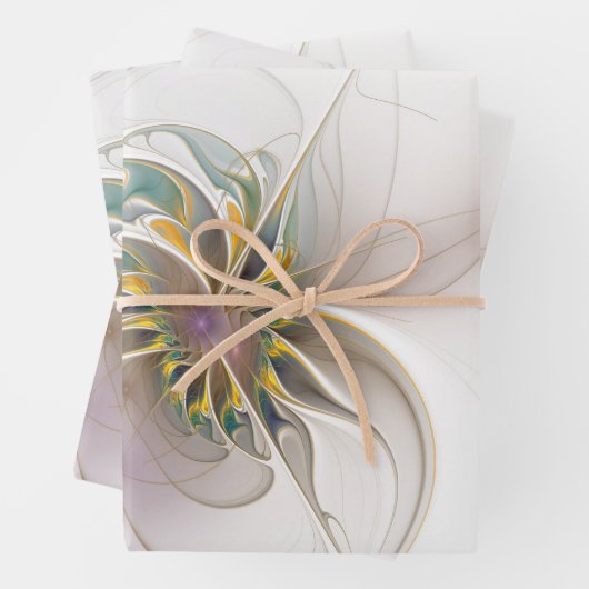 Een kleurrijk fractaal ornament. Abstracte bloem Inpakpapier Vel (In situ)