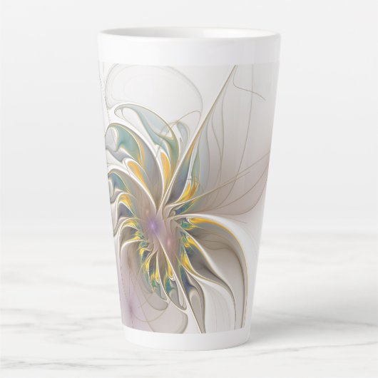 Een kleurrijk fractaal ornament. Abstracte bloem Latte Mok (Voorkant)